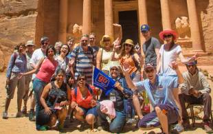Group shot in Petra - Jordan Tours - On The Go Tours