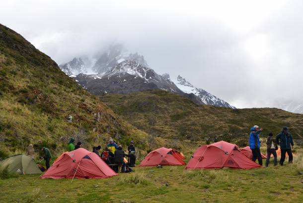Group tour camping in Patagonia