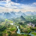 Aerial view of Guilin and the stunning karst landscape