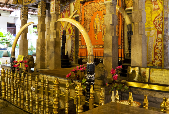 inside the temple of the tooth in Kandy