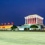Ho Chi Minh's mausoleum on Ba Dinh Square in Hanoi illuminated at night