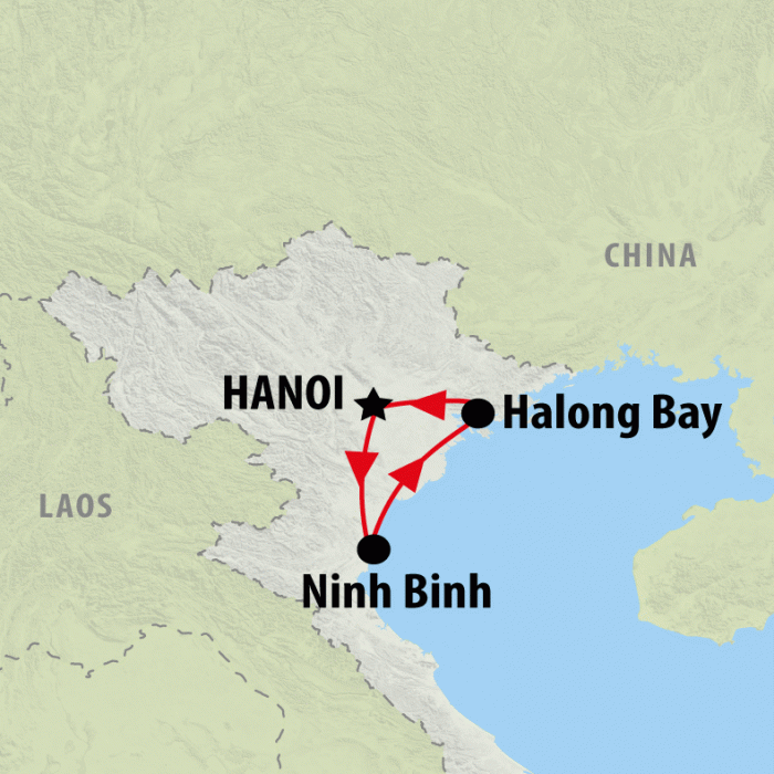 tourhub | On The Go Tours | Hanoi, Ninh Binh and Halong Bay - 7 days | Tour Map
