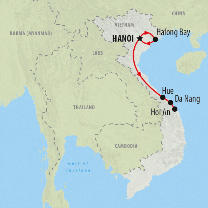 tourhub | On The Go Tours | Hanoi to Hoi An - 8 days | Tour Map