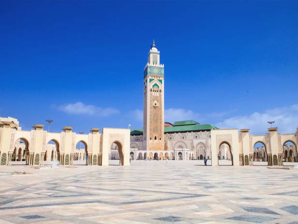 Purple sky behind the city of Casablanca