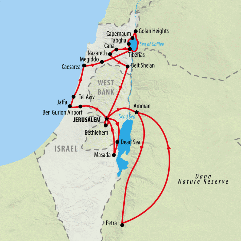 Heritage, Holy Land & Jordan - 11 days map