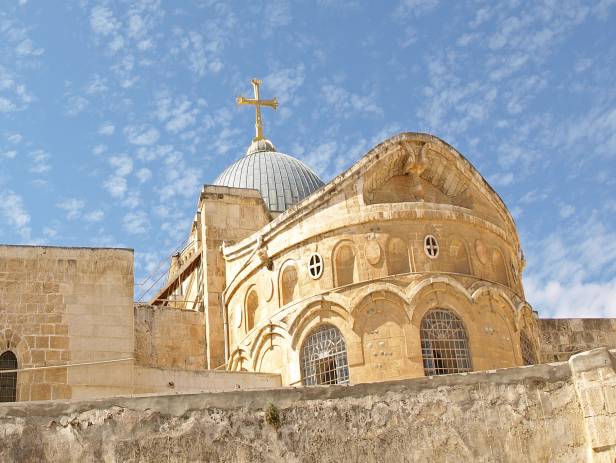 The famous golden Dome, sparkling in the sunset, along with the rest of the city of Jerusalem