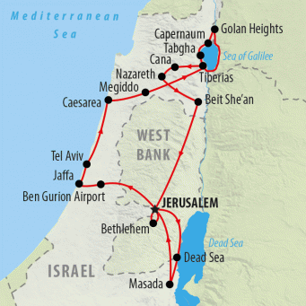 Heritage & Holy Land - 8 days map