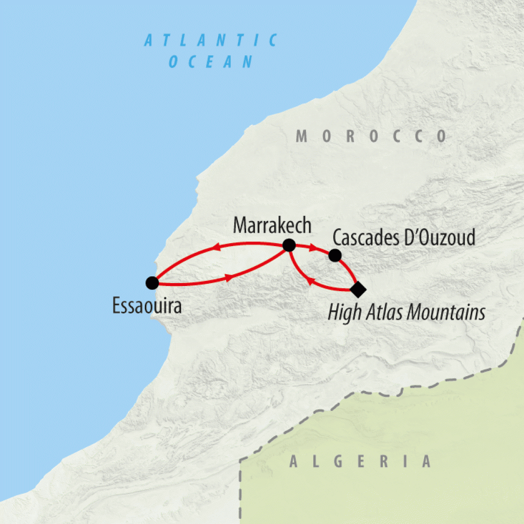 Atlas & Atlantic Coast - 10 days map