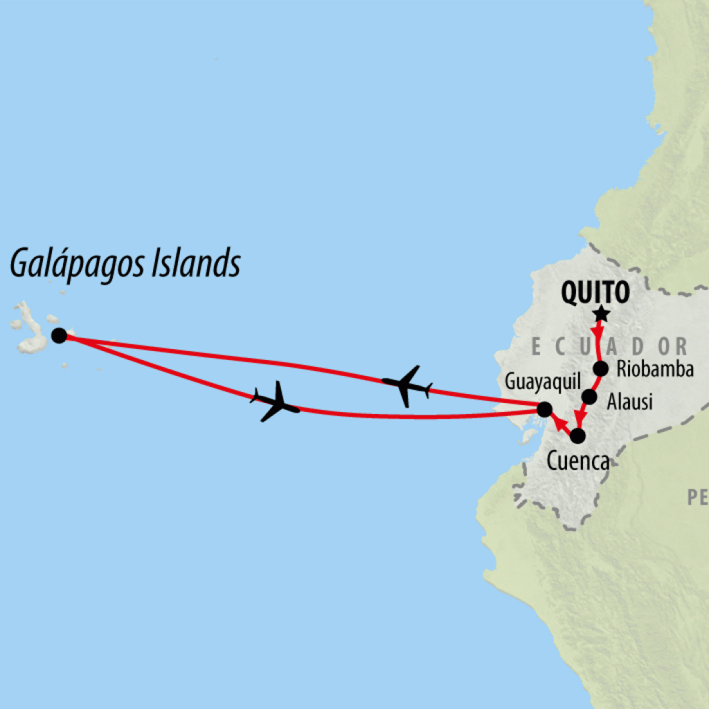 Ecuador Highlands & Galapagos Islands - 16 days map