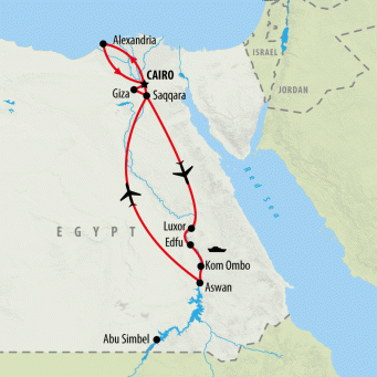 Highlights of Ancient Egypt by Nile Cruise - 10 days map