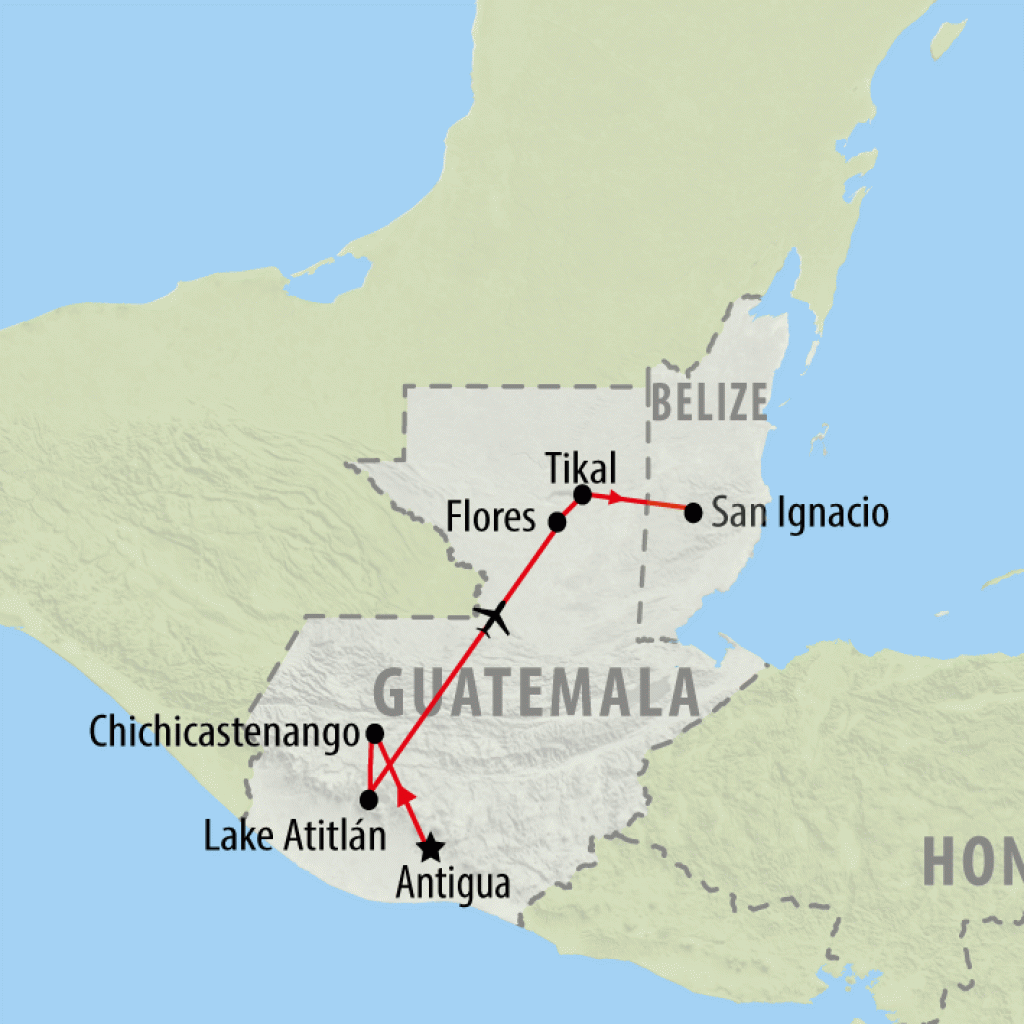 Highlights of Guatemala and Belize - 12 Days  map
