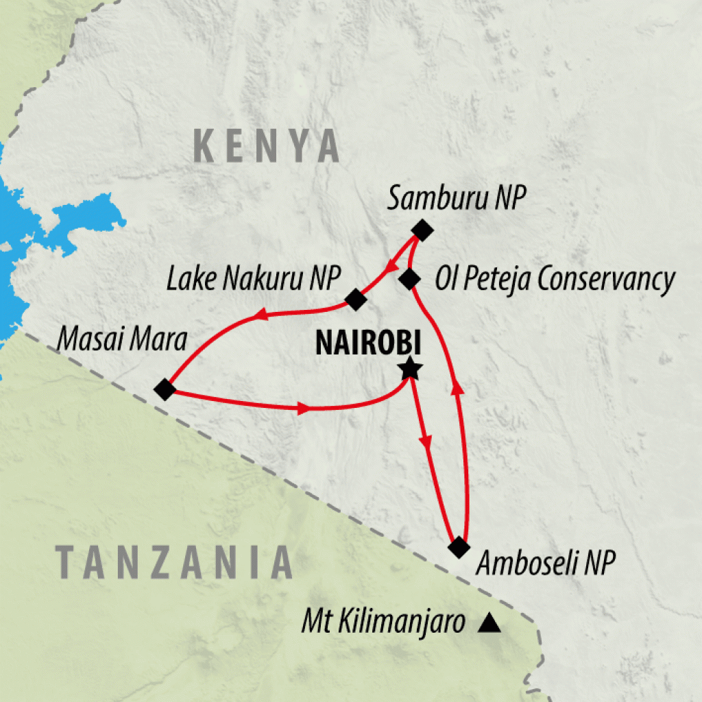 Highlights of Kenya - 11 days map