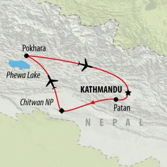 Highlights of Nepal - 9 days map