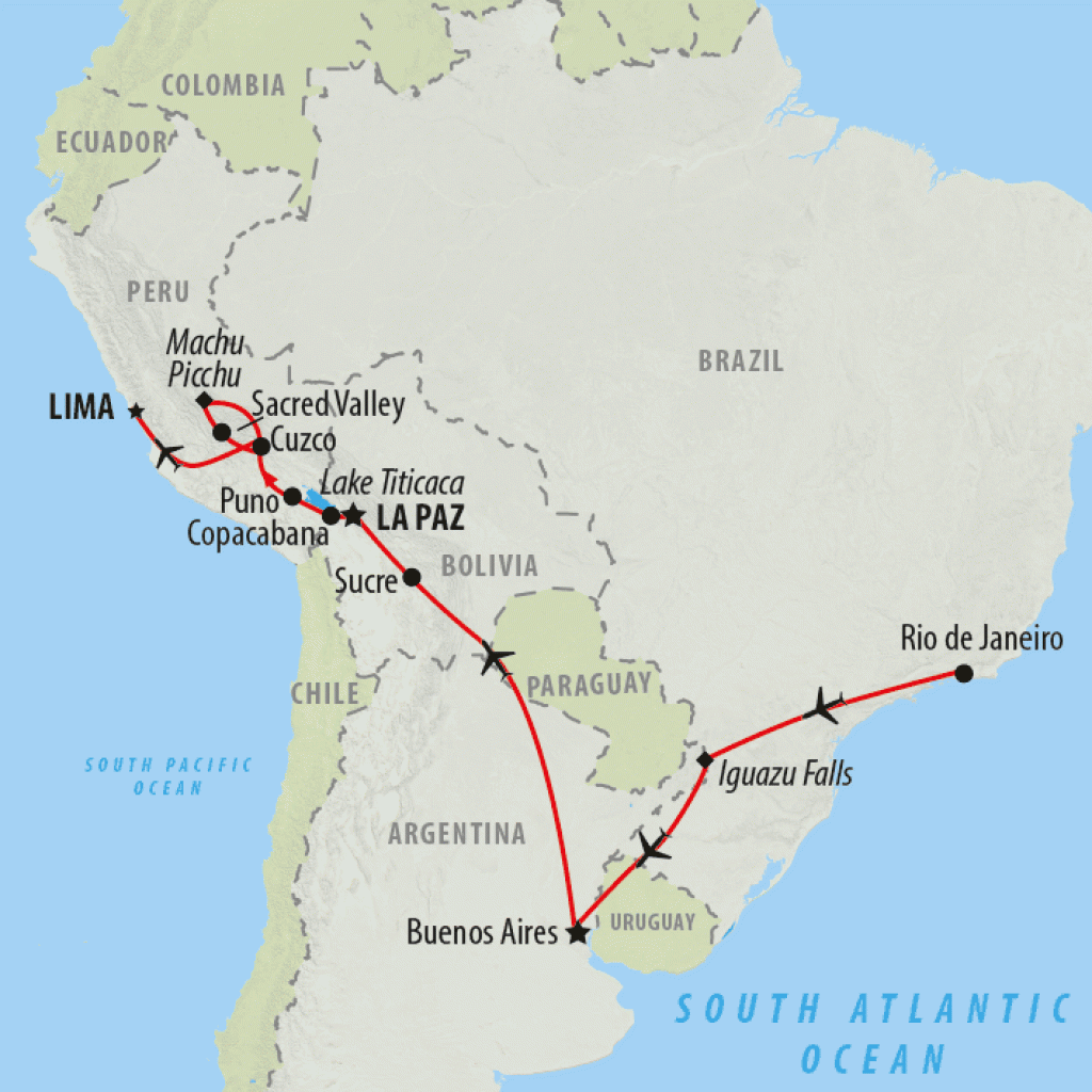 Highlights of South America - 21 days map