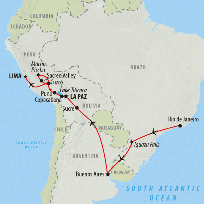 tourhub | On The Go Tours | Highlights of South America - 21 days | Tour Map