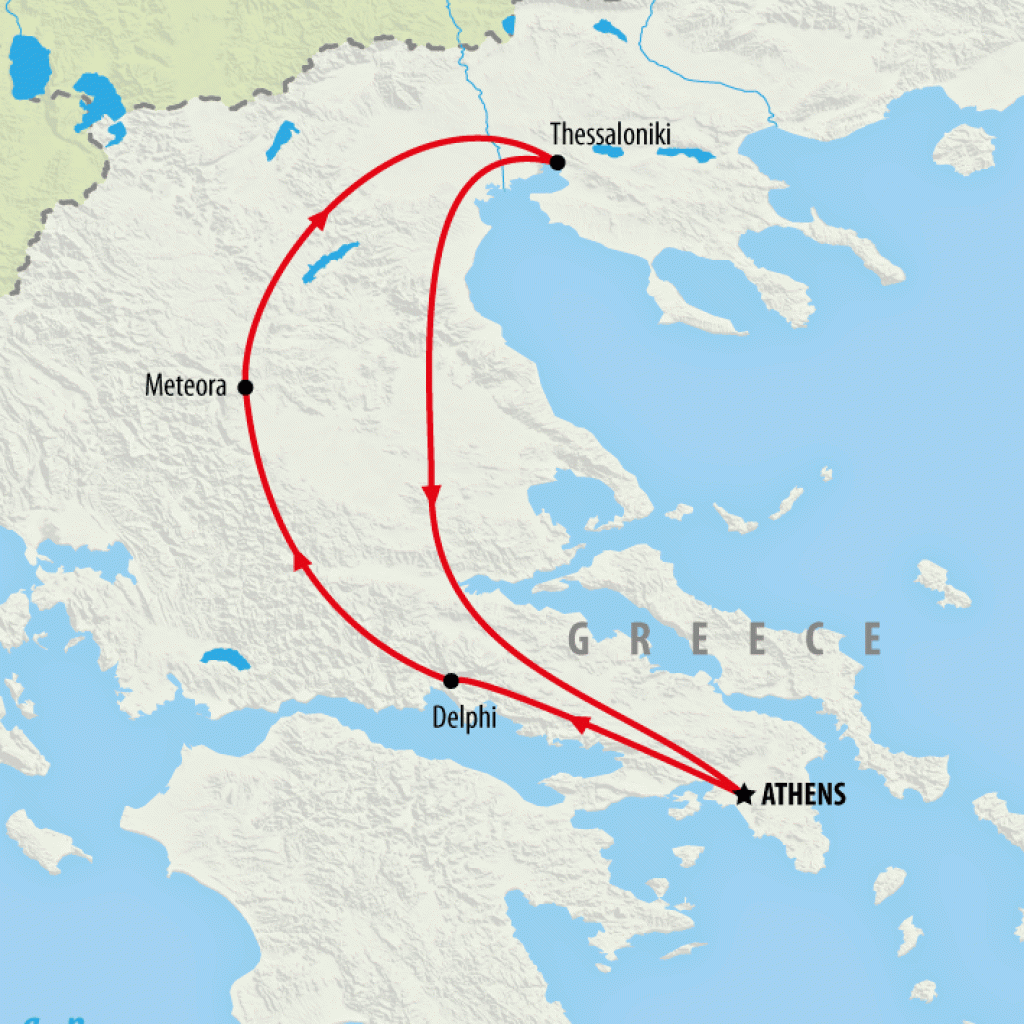 Historical Highlights of Greece - 8 Days map