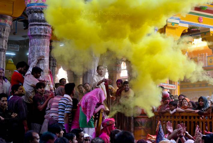 Holi celebrations at Mathura - credit Nisarg Lakhmani at Flickr