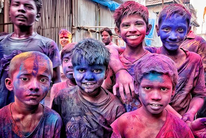 Holi celebrations in Mumbai - credit Jean-Marc Gargantiel at Flickr