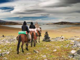 Horse riding in Mongolian wilderness