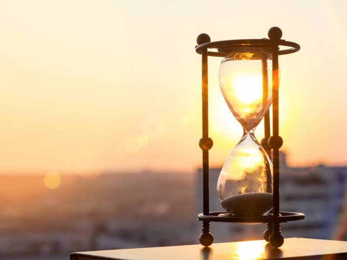 Hourglass at sunset