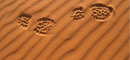 Human footprints in Saharan sand