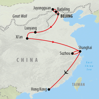 Hutongs to Hong Kong - 13 days map