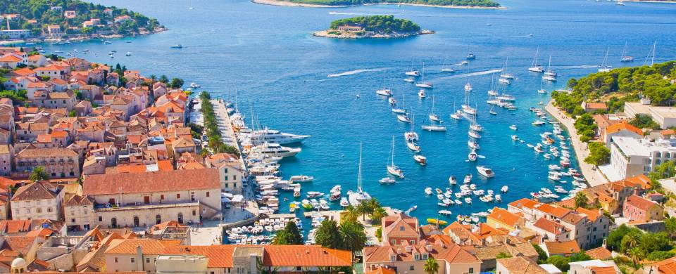 The island of Hvar stretching out into the sparkling blue sea