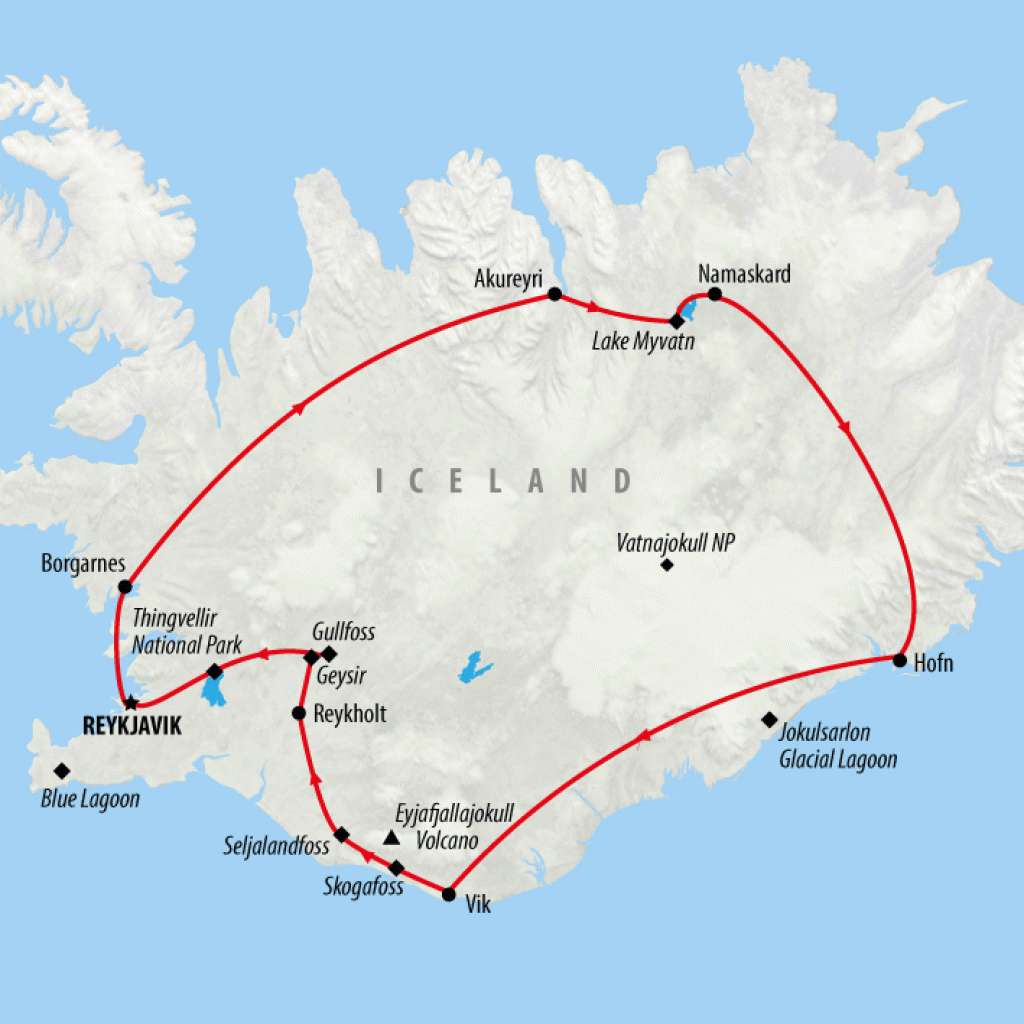 Iceland Circle - 8 Days map