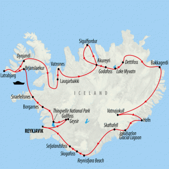 Iceland Encompassed - 12 days map