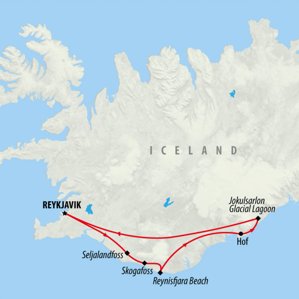 Iceland Overnight Adventure - 2 Days map