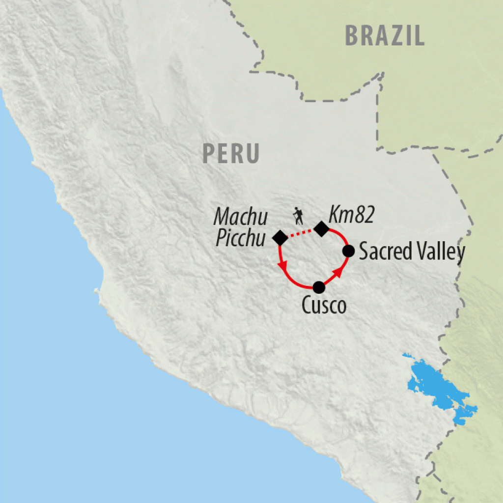 Inca Trail trek to Machu Picchu - 7 days map