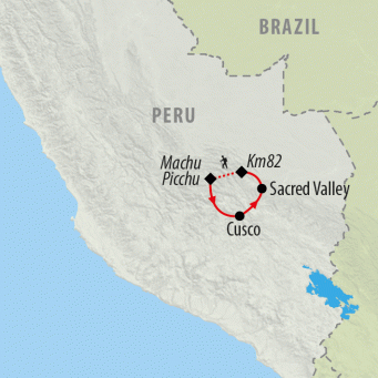 Inca Trail trek to Machu Picchu - 7 days map