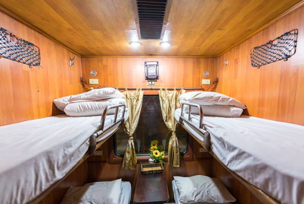 Interior of sleeper train in Vietnam