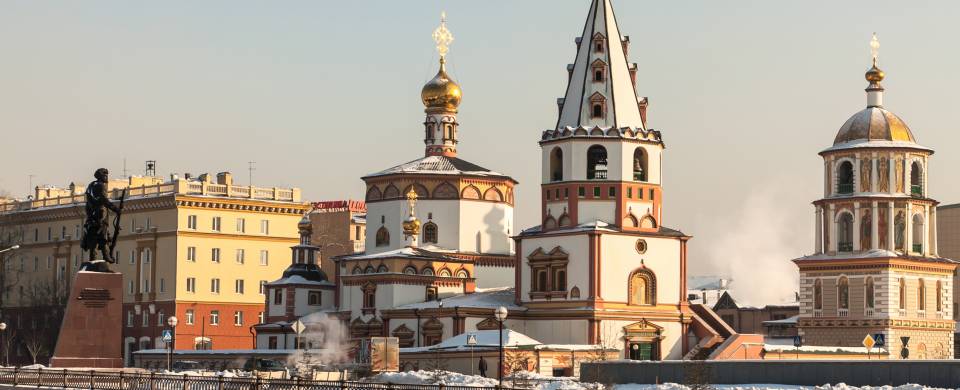 The church-studded cityscape of Irkutsk in Russia's Eastern Siberia