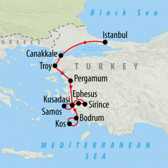 Istanbul & Aegean Highlights - 9 days map