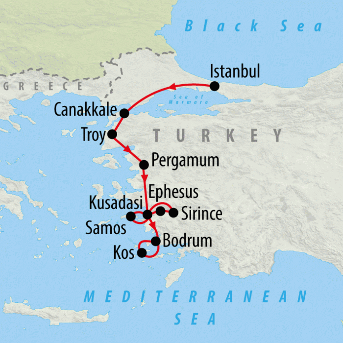 tourhub | On The Go Tours | Istanbul & Aegean Highlights - 9 days | Tour Map