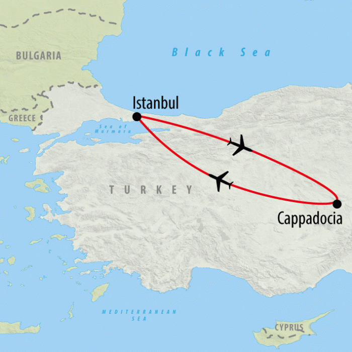 tourhub | On The Go Tours | Istanbul & Cappadocia - 5 days | Tour Map