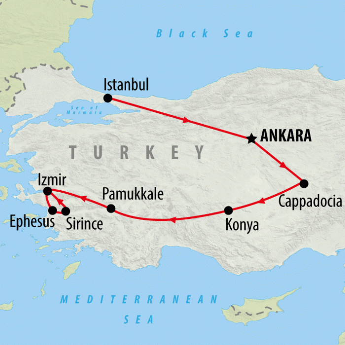tourhub | On The Go Tours | Istanbul to Ephesus - 8 days  | Tour Map