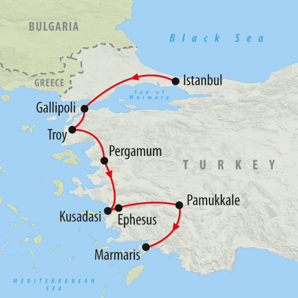 Istanbul to the Med - 7 days map