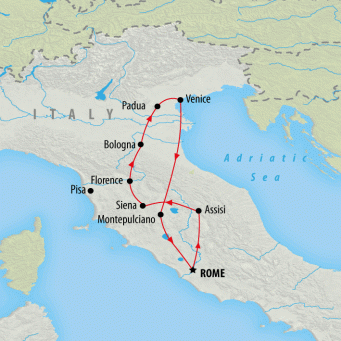 Rome, Florence & Venice - 8 days map