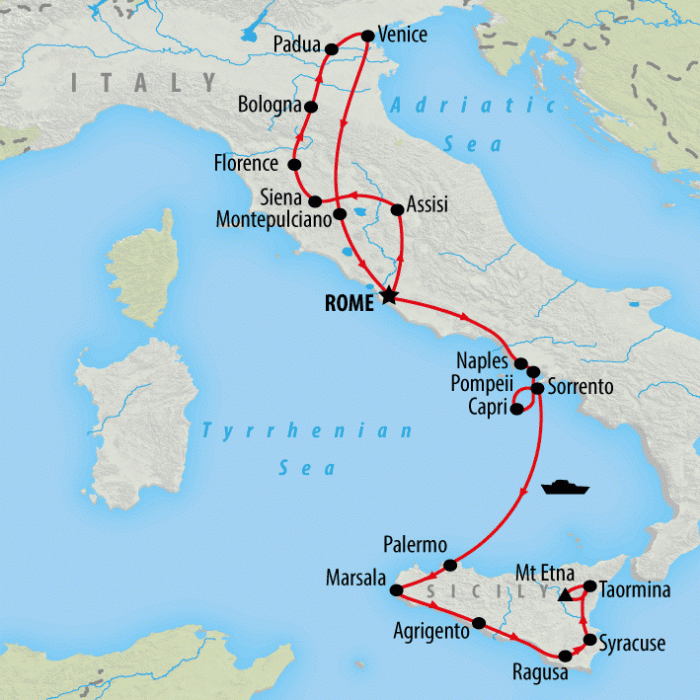 tourhub | On The Go Tours | Italy Encompassed - 17 days | Tour Map