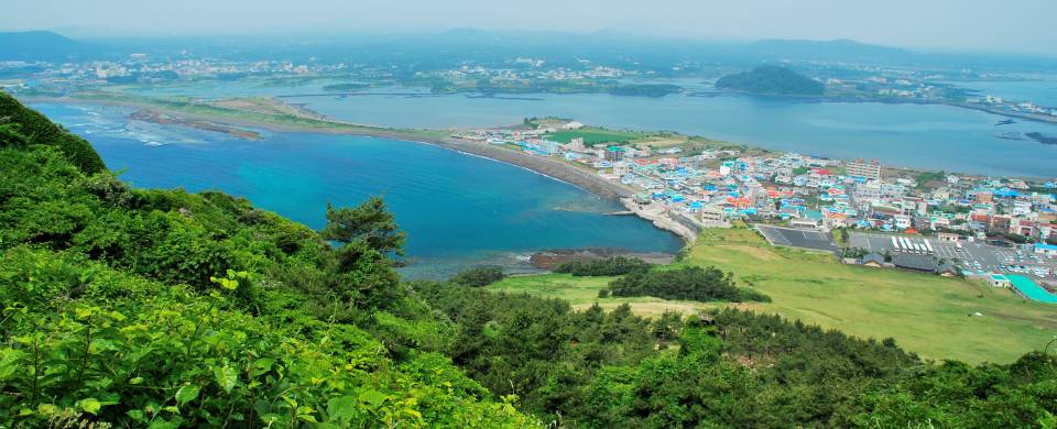 View of Jeju Island, stretching out in to the water
