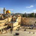 The famous golden Dome, sparkling in the sunset, along with the rest of the city of Jerusalem