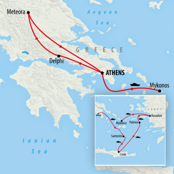 Jewels of Greece and Aegean Islands - 8 Days map