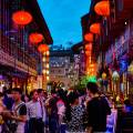 The riverside view of Chengdu city with Anshun bridge beautifully illuminated