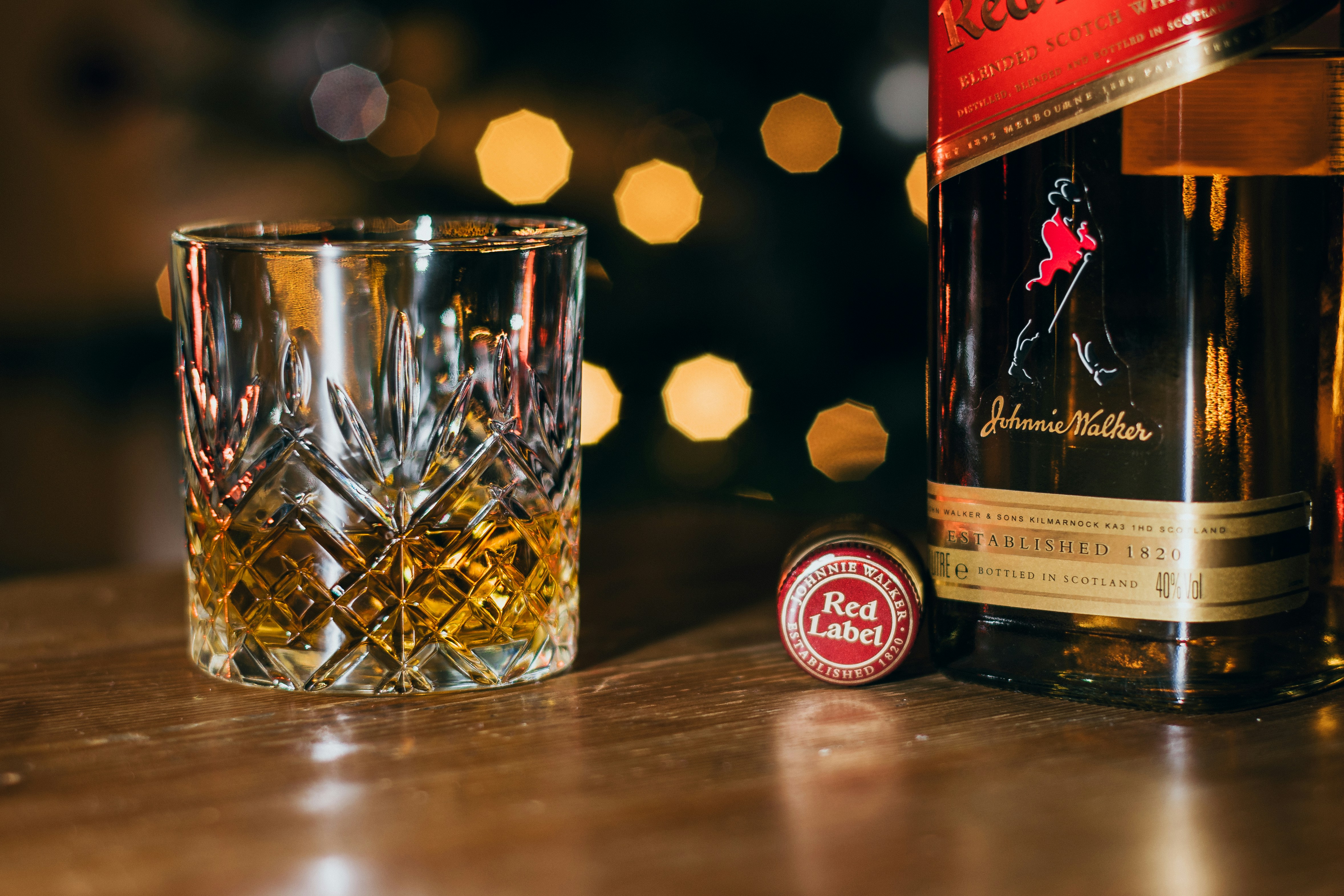 Johnnie Walker whisky being poured into a glass