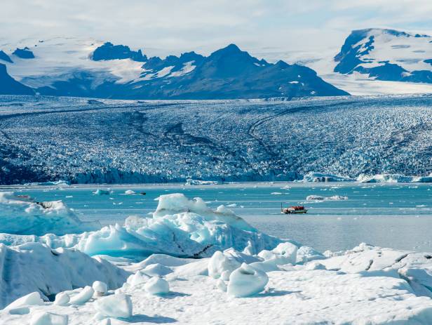 Panorama of Svinafelljokull glacier in Vatnajokull National Park Iceland