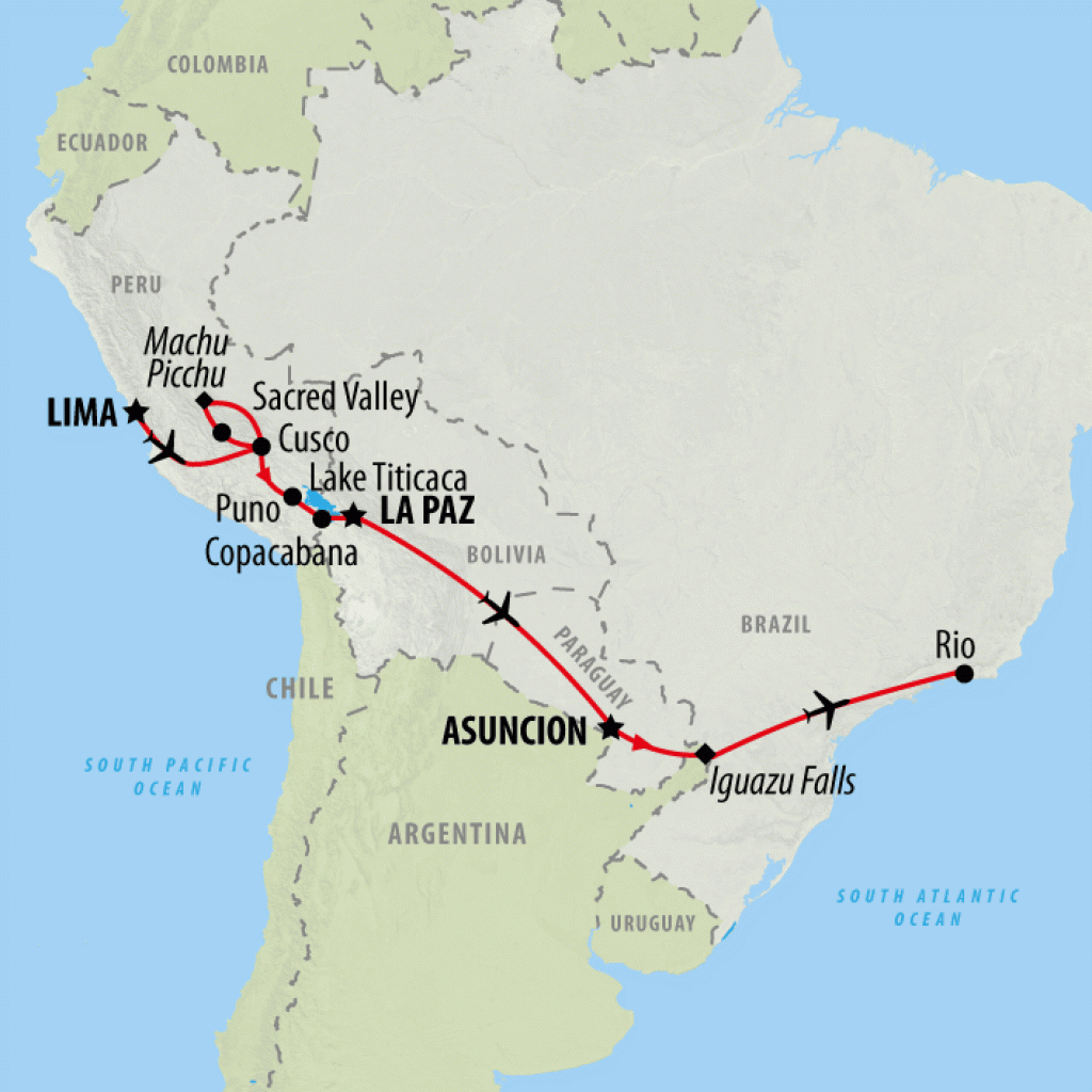 Journey Across South America - 19 Days map