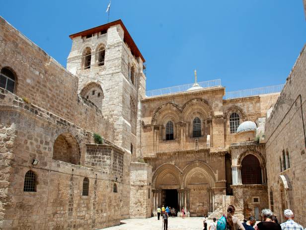 The famous golden Dome, sparkling in the sunset, along with the rest of the city of Jerusalem