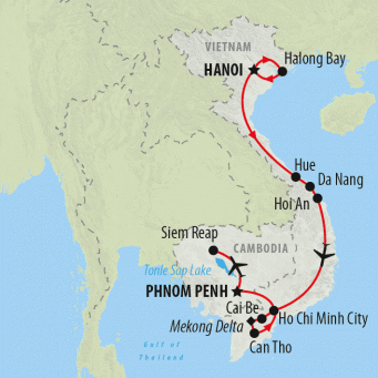 Journey to Angkor Wat - 15 days map